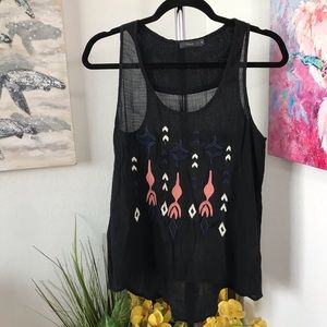 Anthropologie THML Embroidered Design Tank